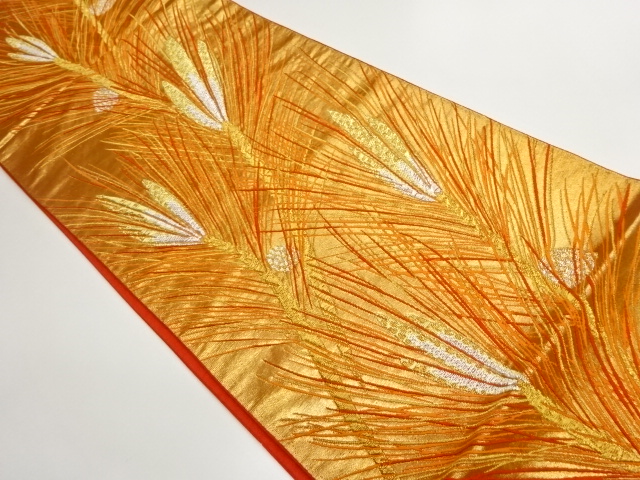 JAPANESE FUKURO OBI / EMBROIDERY / WOVEN LEAF